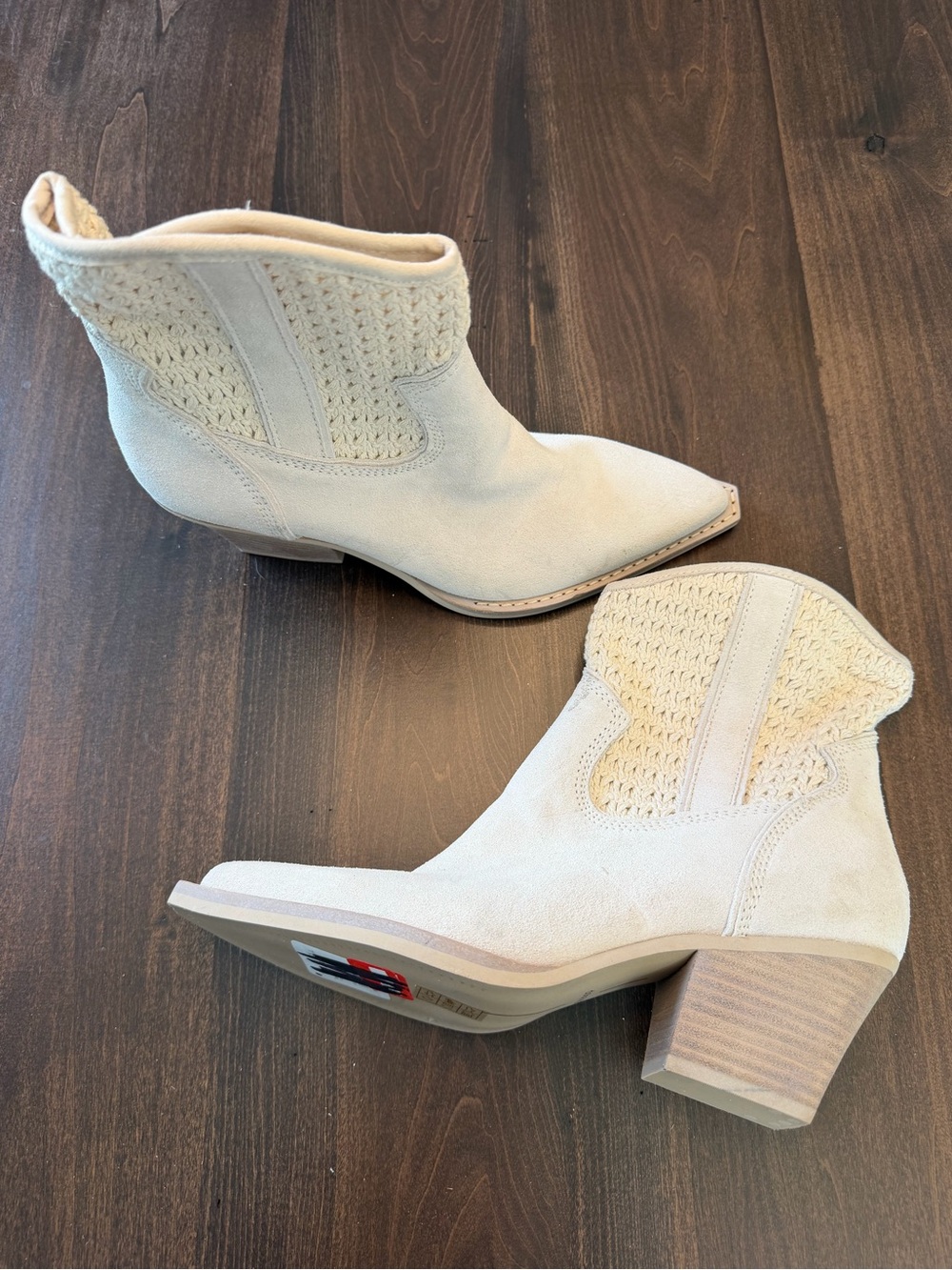 Dolce Vita Cream Suede Western Ankle Boots